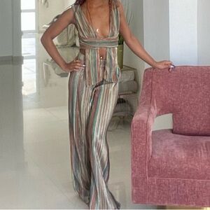 Elegant Multicolor Striped Jumpsuit